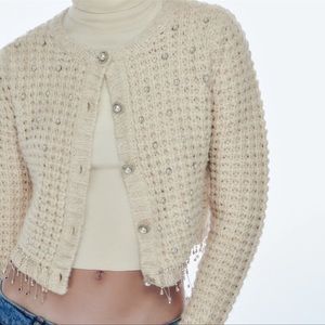 NWOT - Zara beaded knit cardigan